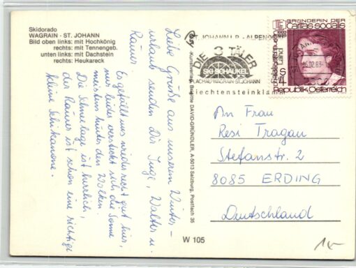 AK Postcard Ski, Schischaukel St. Johann Wagrain Dachstein Alpen Skiing – Bild 2