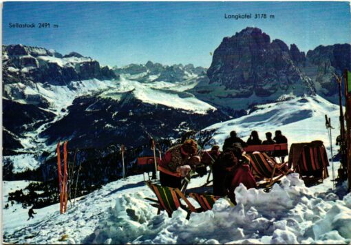 AK Postcard Ski, Val gardena Seceda Grödental Sella Skiing
