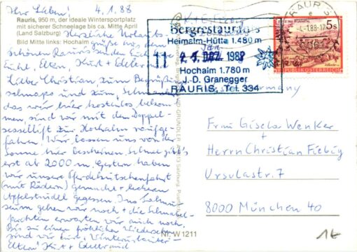 AK Postcard Ski, Rauris Heimalm Hütte Wintersportplatz Hochalm Skiing – Bild 2