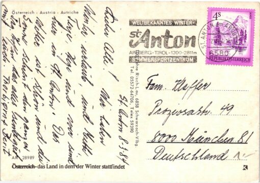 AK Postcard Ski, Schiparadies Arlberg Austria St. Anton Tirol Skiing – Bild 2