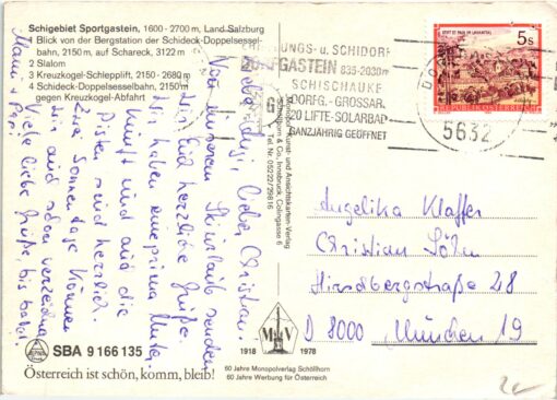 AK Postcard Ski, Schiparadies Sportgastein Salzburg Schlepplift Skiing – Bild 2