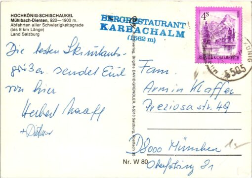 AK Postcard Ski, Hochkönig Schischaukel Karbachalm Salzburg Skiing – Bild 2