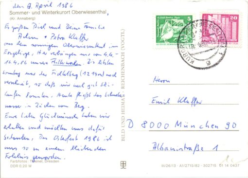 AK Postcard Ski, Oberwiesenthal Kurot Annaberg DDR Skiing – Bild 2