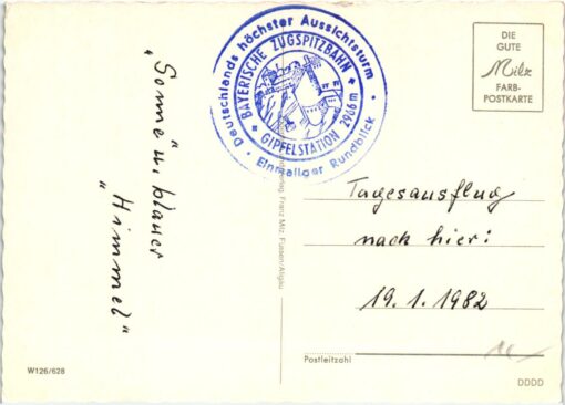 AK Postcard Ski, Zugspitze Zugspitzbahn Aussichtsturm Skiing – Bild 2