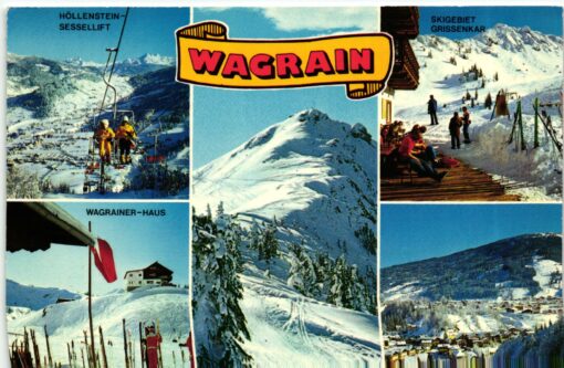 AK Postcard Ski, Skigebiet Wagrain Griessenkar Höllenstein Grissenkar Österreich Skiing