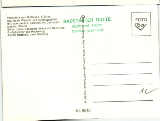 AK Postcard Ski, Panorama Roßbrand Radstädter Hütte Salzburg Skiing – Bild 2
