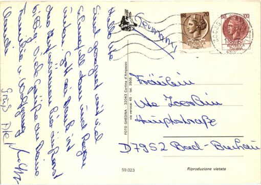 AK Postcard Ski, Moena Trento Val di Fassa Fiemme Skiing – Bild 2