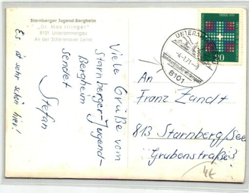 AK Postcard Ski, Starnberger Jugend Bergheim Unterammergau Skiing – Bild 2