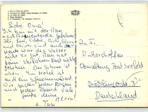 AK Postcard Ski, Corvara S. Cassiano La Villa Gran Carosello sci Dolomiti Skiing – Bild 2