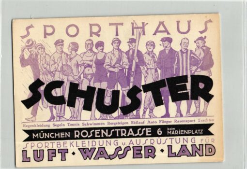 AK Postcard Ski, Sporthaus Schuster München Alpine Touren Sport Ausrüstung