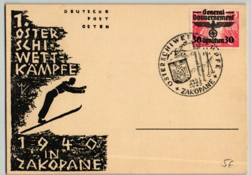 AK Postcard Ski, Öster. Schiwettkämpfe Zakopane 1940 Schispringen Alpin