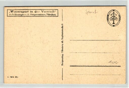AK Postcard Ski, Wintersport Heigenmooser München Zeichnung Mit Vorspann Skijöring Skiing – Bild 2
