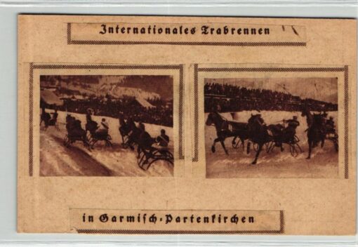 AK Postcard Ski, Postkarte mit Ausschnitt Trabrennen Garmisch Partenkirchen Skiing
