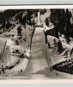 AK Postcard Skispringen, Garmisch Partenkirchen Olympia Skistadion Olympiaschanze Huber