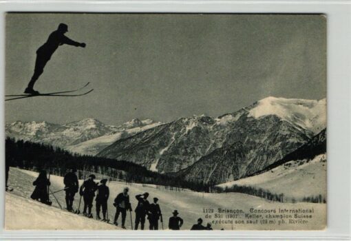 AK Postcard Skispringen, Briancon Concours international de Ski Keller Suisse