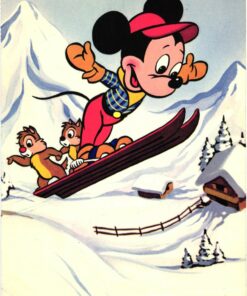 AK Postcard Skispringen, Micky Maus Schispringen Comic Walt Disney 1964