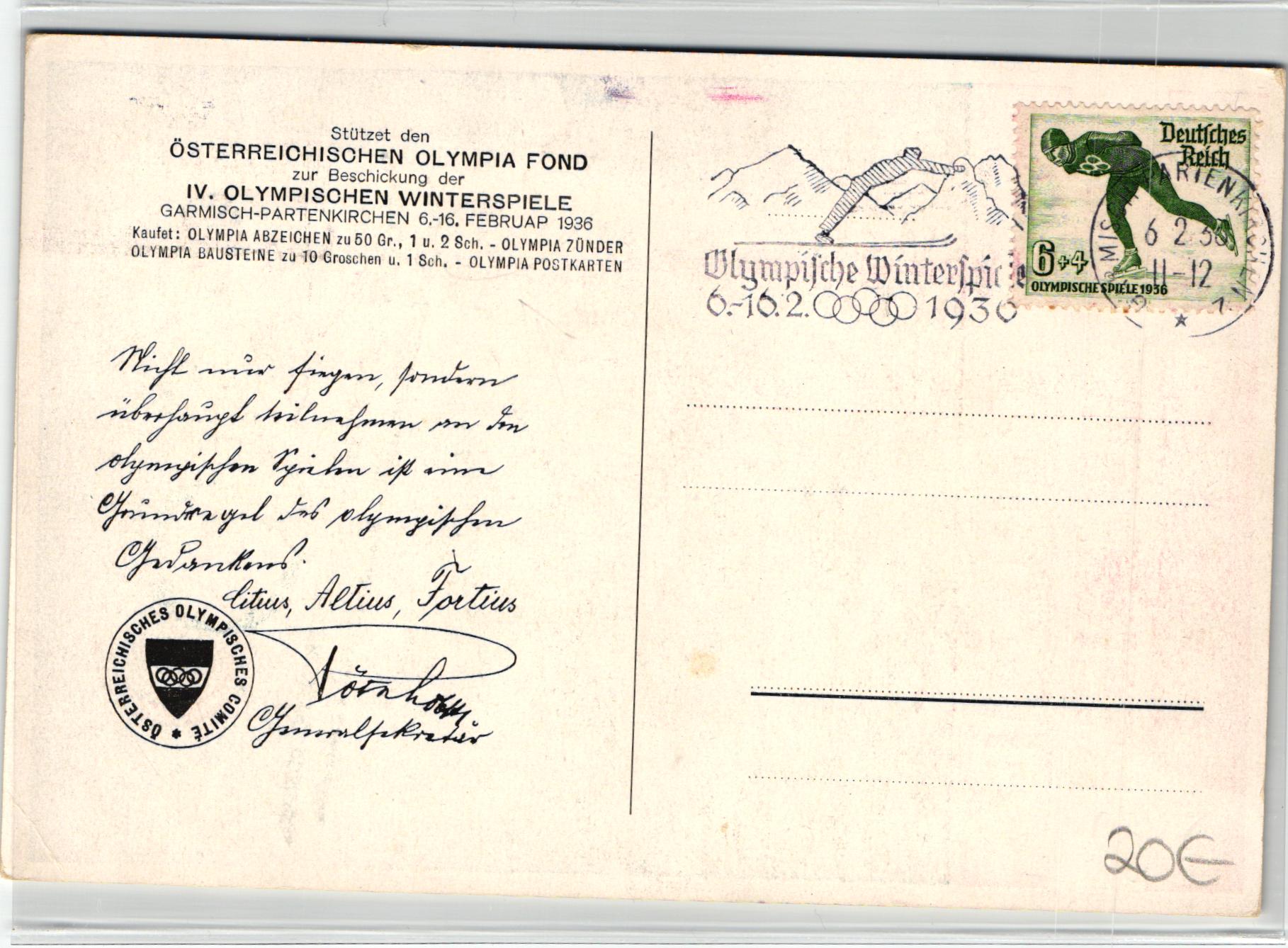 AK Postcard Ski, 1. Öster. Schiwettkämpfe Zakopane 1940 Schispringen Alpin – Bild 2