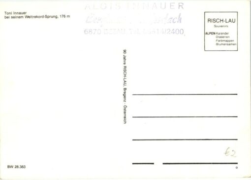 AK Postcard Skispringen, Toni Innauer Sonderdach Bezau Bregenzerwald – Bild 2