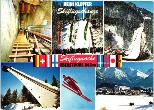 AK Postcard Skispringen, Oberstdorf Allgäu, Heini Klopfer Skiflugschanze