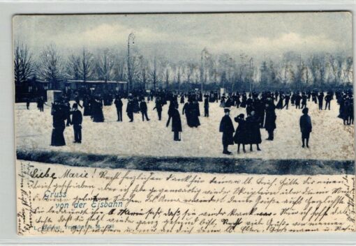 AK Postcard Eislaufen, Gruss von der Eisbahn Würzburg 1900?