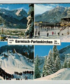 AK Postcard Eislaufen, Skisprung Garmisch Partenkirchen Hans Huber