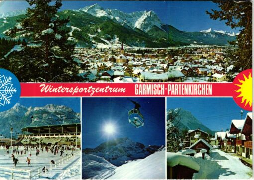 AK Postcard Eislaufen, Garmisch Partenkirchen Wintersportzentrum 1985