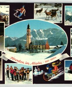 AK Postcard Eislaufen, Pfronten im Allgäu, Hockey, Eiskunstlauf, Ski