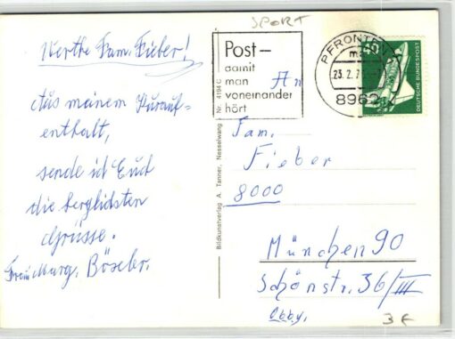 AK Postcard Eislaufen, Pfronten im Allgäu, Hockey, Eiskunstlauf, Ski – Bild 2