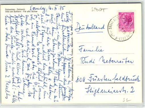 AK Postcard Eisstockschießen, Völs Schlern, Südtirol Dolomiten  – Bild 2