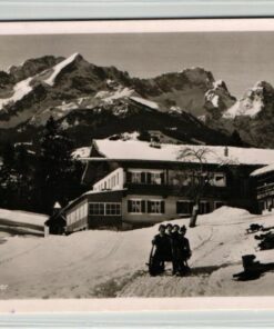 AK Postcard Rodeln, Hornschlitten Gschwandtnerbauer Garmisch Partenkirchen 1951