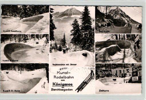 AK Postcard Rodeln, Kunstrodelbahn Königssee Zielkurve Bobbahn
