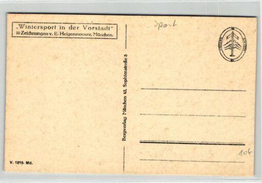 AK Postcard Bobrennen, Skeleton, Wintersport Vorstadt Zeichnung Heifenmooser München – Bild 2