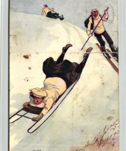 AK Postcard Rodeln, Telemark, Skeleton Glückwunschkarte 1909