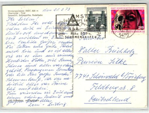 AK Postcard Rodeln, Wintersport in Imst Tirol Eiskanal Schemenlaufen – Bild 2