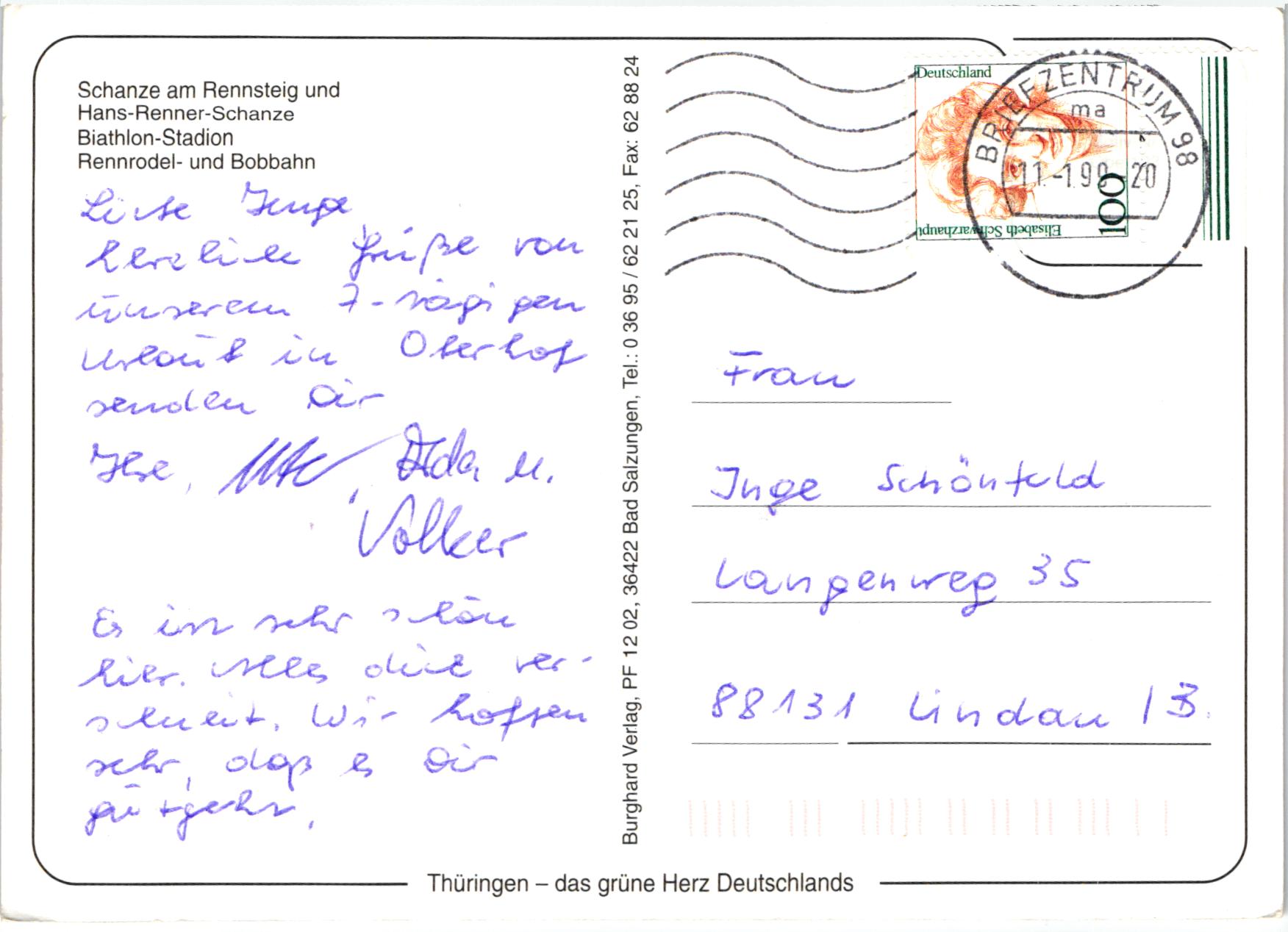 AK Postcard Bobbahn Oberhof Wintersportzentrum Thüringen – Bild 2