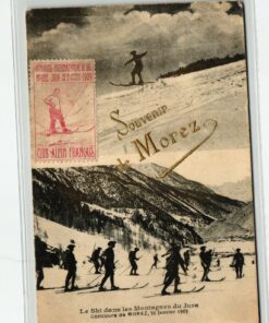 AK Postcard Ski, Morez Jura 1909 Vignette Cinderella Concourse Club Alpine Skiing