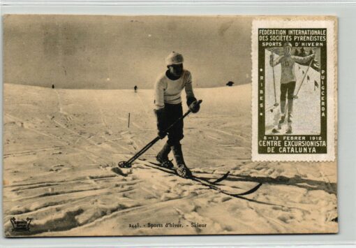 AK Postcard Ski, Excursionsita Catalunya Pyreneistes Vignette Cinderella Sport Hivern Skiing