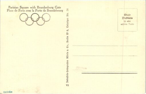 Deutsches Reich Olympische Spiele Berlin 1936 Karte Pariser Platz Brandenburger Tor – Bild 2