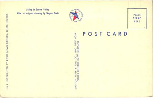 USA Postcard Silver Olympic Games 1960 Skiing Squaw Valley Head Wall, Olympia – Bild 2