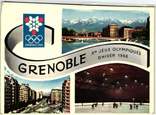 France Grenoble 1968 Olympic Games, Postcard Ice Hockey Olympiques d'Hiver