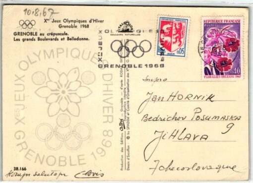 France Grenoble 1968 Olympic Games, Postcard Boulevards et Belledonne Olympiques d'Hiver
