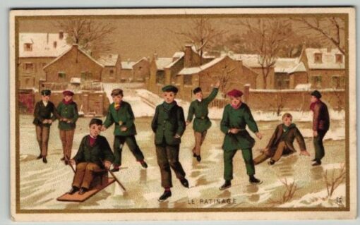 Sammlebild Eislaufen Wintersport, Ice Skating Winter Sport Rodeln