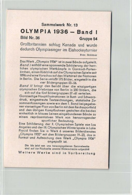 SAMMELWERK - Olympia 1936 10 Bilder Olympic Games Garmisch Partenkirchen Eishockey Hockey – Bild 12