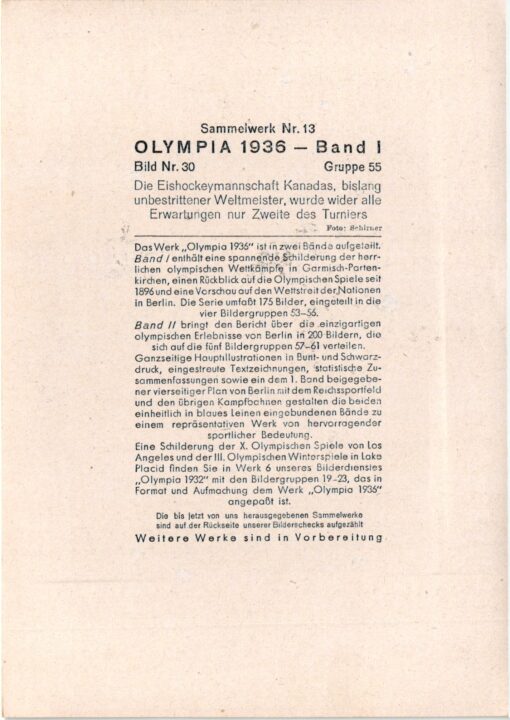 Sammelwerk - Olympia Garmisch Partenkirchen 1936 14 Bilder Olympic Games Hockey – Bild 4
