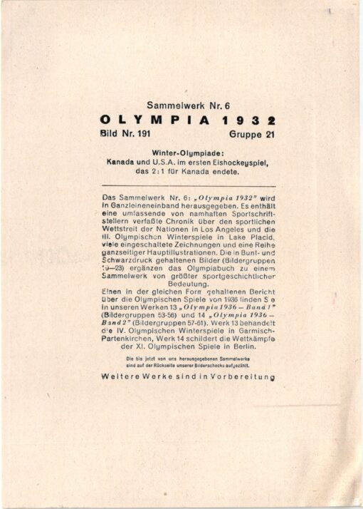 Sammelwerk - Lake Placid 1932 Olympic Games Olympia Ice Hockey, Bob – Bild 6