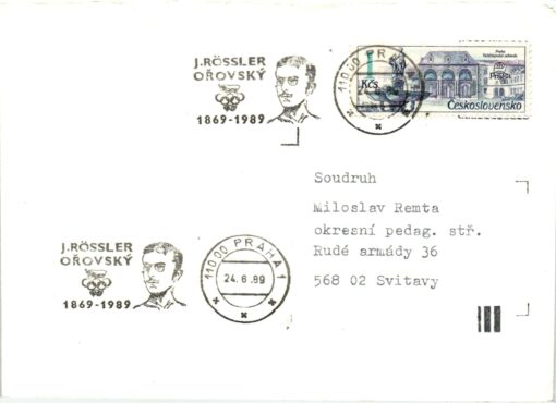 CSR Praha 1989 J. Rössler Orovsjy 1869-1989 IOC Mitglied 1896 Olympia