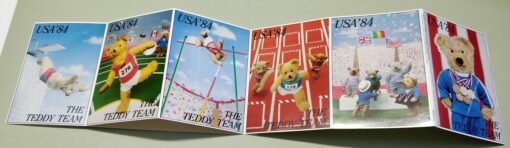 USA 1984 Teddy Team Souvenier Los Angeles, Olympic Games , Set with 9 Postcards