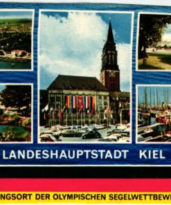 Deutschland, Kiel 1972 Olympische Spiele Grüße, Olympiade Segelwettbewerbe 1936 1972 Postkarte Ansichtskarte