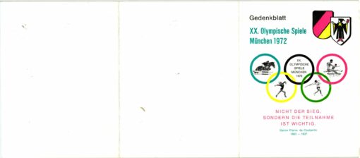Deutschland, München 1972 Olympische Spiele Gedenkblatt 16 SST Olympic Games – Bild 2