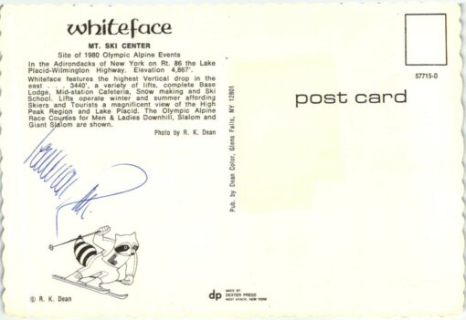 USA 1980, Olympic Games Lake Placid Postcard Ski alpin Autogramm
